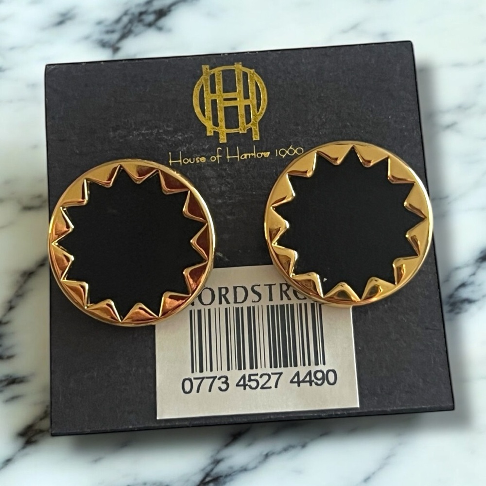 House of Harlow 1960 Gold and Black Earrings